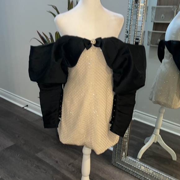 Nafsika Skourti Opera Mini Crystal Dress in Black & Cream Crystal - Picture 7 of 12